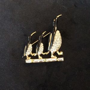 Vintage D’ORLAN Enamel Rhinestone Penguin Brooch